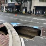 福岡・今泉の国体道路が陥没　目撃者「穴がどんどん広がった」…市長が対応を語る